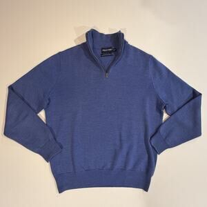 Polo Golf Ralph Lauren Adult Men's Sweater Blue 100% Merino Wool 1/4 Zip Medium